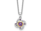 3/5 Carat (ctw) Amethyst and Pink Quartz Pendant Necklace in Sterling Silver with Chain